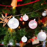 Tindobewan 12 Pcs Mini Christmas Iridescent Ornaments Balls Plastic Iridescent Ornaments Decorative Hanging Ornaments for Xmas Tree Wedding Valentine's Day Party Decorations (Pink, 1.18 Inch) Tindobewan