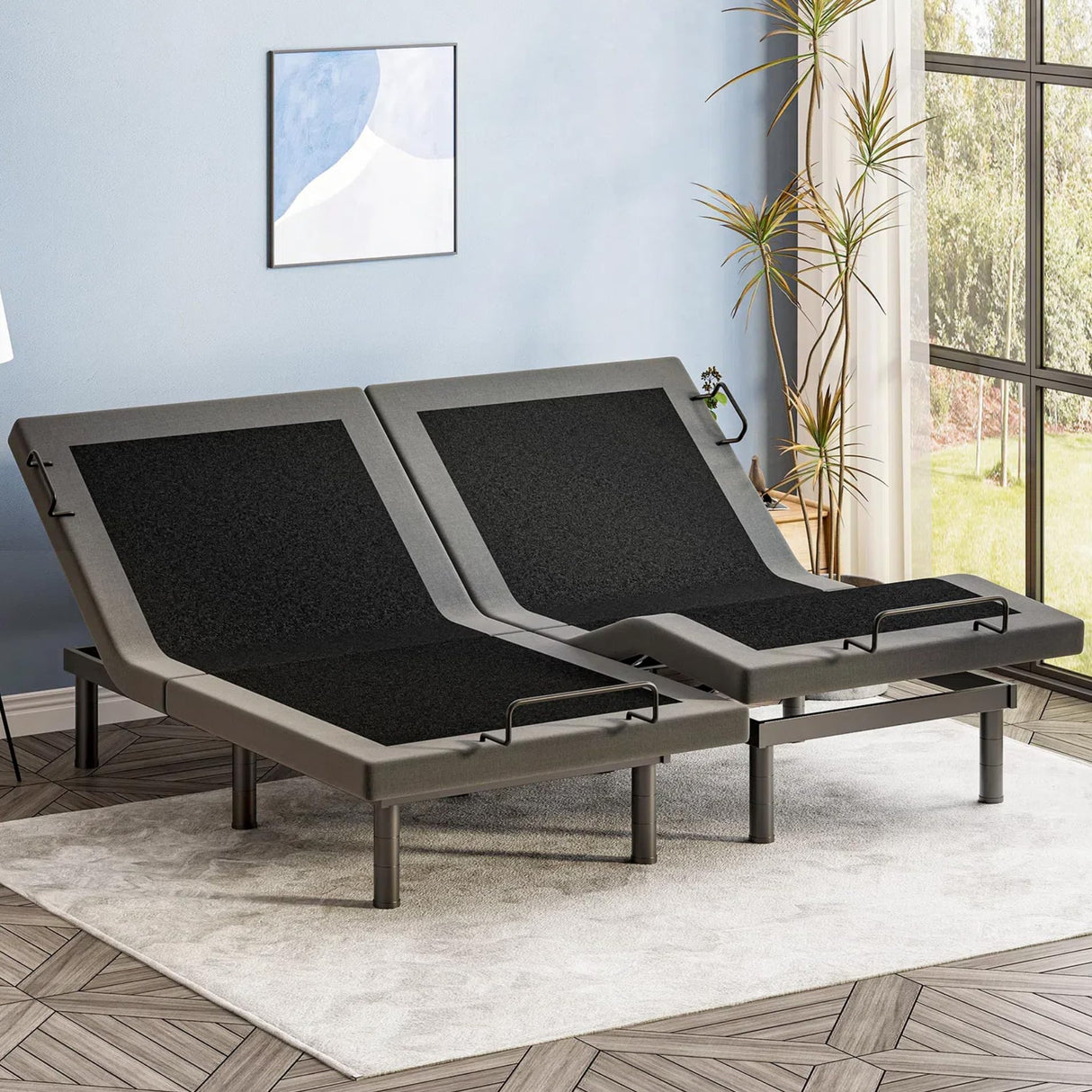 OTDMEL Split King Adjustable Bed Frame with Adjustable Legs, Electric Bed Base Frame with Wireless Remote, 3 Retainer Bars, Zero Gravity & Anti-Snore, Split King OTDMEL