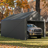 Carport, 10x20ft Heavy Duty Car Port, Portable Garage with Removable Sidewalls & Doors, Car Canopy with All-Season Tarp for Car Boat Truck Party (SGrey) TANGJEAMER