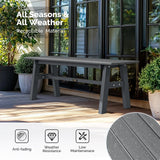 VINGLI 47” Outdoor Bench Garden Bench HDPE Porch Bench w/Metal Legs, Poly Lumber Patio Bench, 660 LBS Capacity Outdoor Backless Bench(Grey) VINGLI