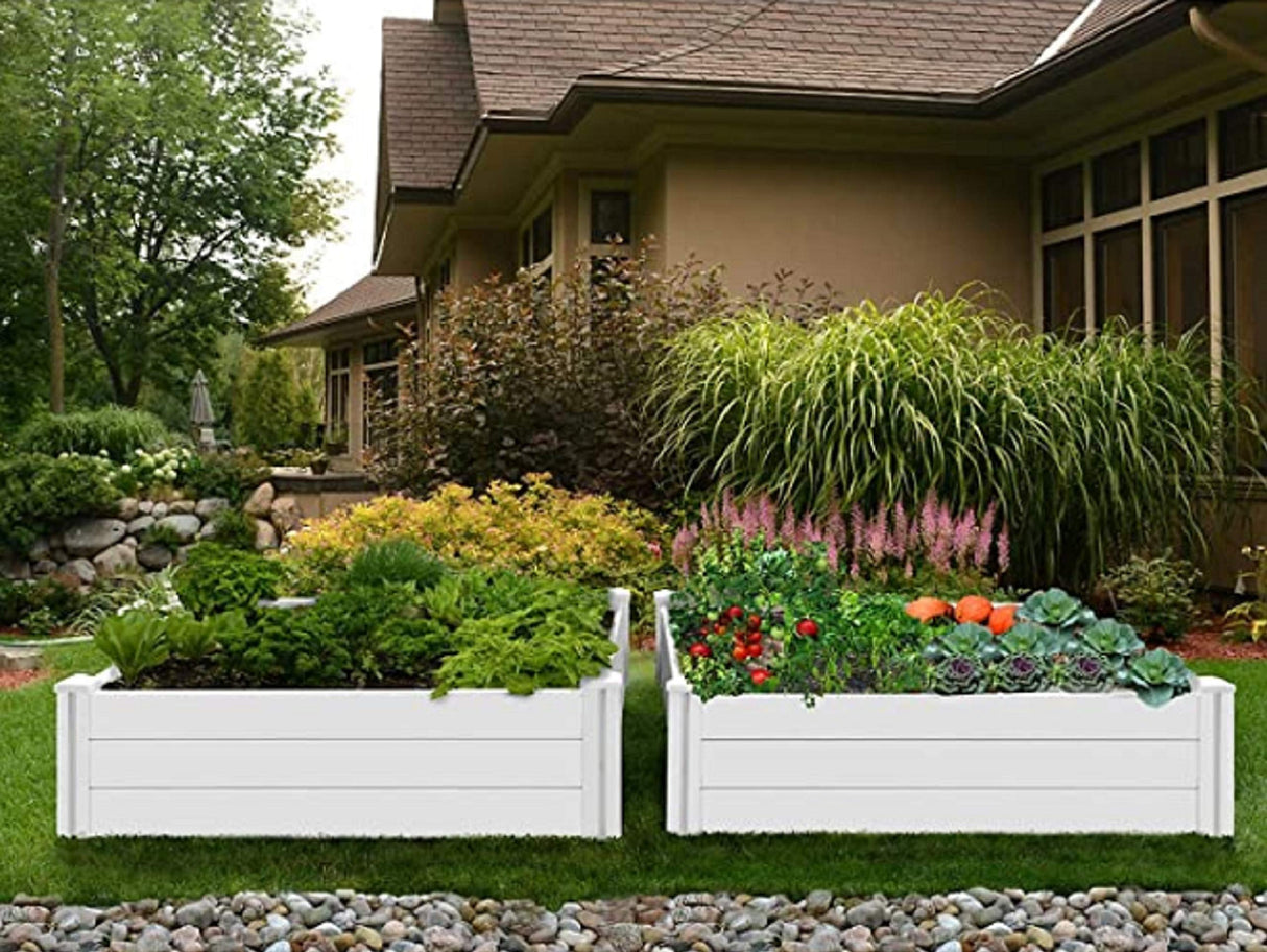 Vita 4 ft. x 4 ft. White Vinyl Raised Garden Bed 2-Pack DEXATEK