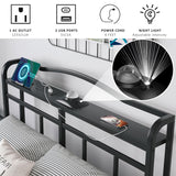SHOANED Twin Size Metal Bed Frame - 14 Inch Heavy Duty Bedframe with Headboard & Charging Station Basic Steel Slats Platform with Galaxy Aurora Projector No Box Spring Needed, Noise-Free SHOANED