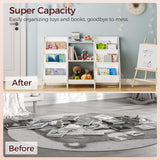 MAHANCRIS Kids Bookshelf and Toy Organizer, 3-Tier Kids Bookcase, Kids Sling Bookshelf, Toddler Toy Storage Organizer with Bookshelf, for Kids Room, Playroom, Bedroom, Nursery, White BKWT34201 MAHANCRIS