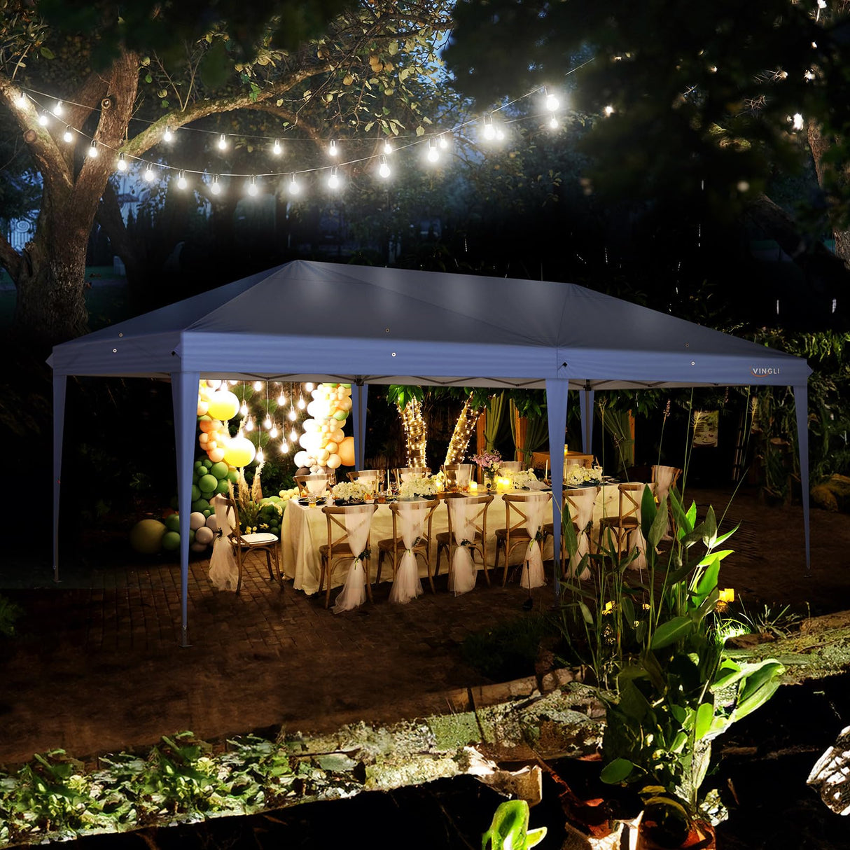 VINGLI 10x20 ft Pop Up Canopy Tent with 6 Sidewalls, Canopy 10x20 with Carry Bag, Outdoor Gazebo Canopy Tent Camping Tent, Patio Event Tent Outdoor Canopy Commercial Canopy(Blue) VINGLI