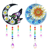 ZYNERY 2 PCS Diamond Painting Wind Chime, Suncatcher Kit Diamond Art for Adults Kids, Painting Kits Hanging Pendant for Home Garden Outdoor Decor (Moon Wolf, Moon Sun) ZYNERY