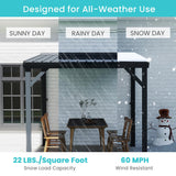 Domi 8' x 8' Lean to Gazebo, Wall Mounted Gazebos Pergola with Built in Drainage System, Galvanized Steel Roof, Hardtop Patio Shelter for Deck, Porch, Backyard and More domi outdoor living