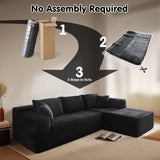 ovios 104" Cloud Sectional Couch with L-Shape Chaise,Modern Modular Sofa with Deep Seat, Upholstered Couches for Living Room Bedroom,No Assembly Required, Black (Plush Corduroy Fabric) ovios