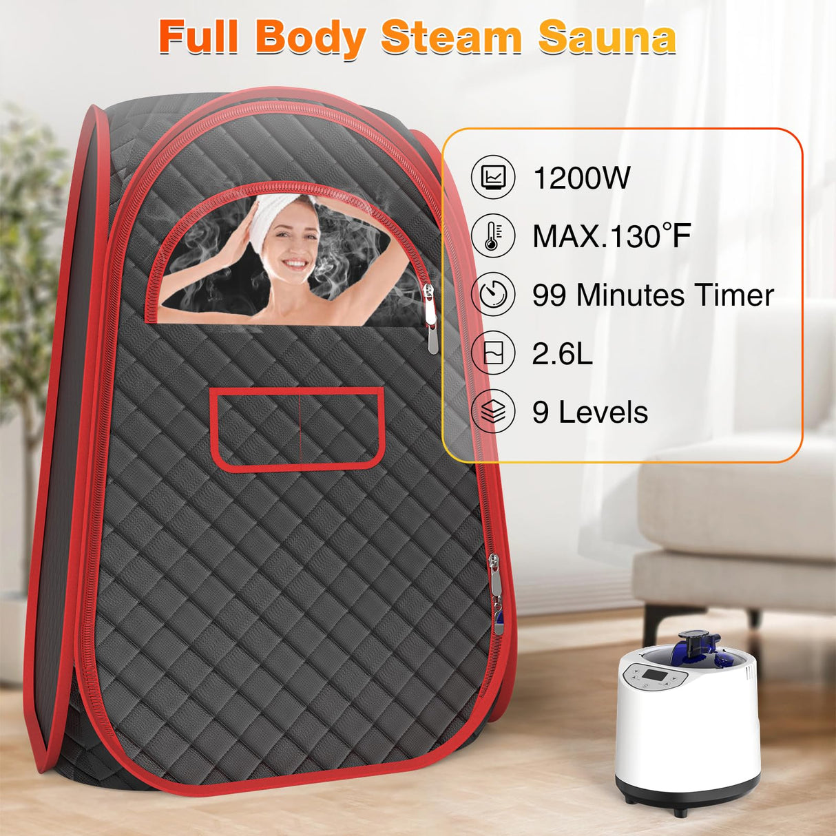 AgiiMan Portable Sauna Box - Full Body Steam Sauna, Portable Sauna for Home with 2.6 L 110V Steamer, Remote Control, Easy to Carry Sauna Tent for Indoor, Gym, Pilates, Hot Tubs AgiiMan