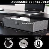 VIVO Electric 2-Tier Height Adjustable 75 x 63 inch Stand Up Corner Desk, L-Shaped Mobile Table with Memory Controller, Black Table Top, Black Frame, Dark Gray Storage Drawers, DESK-E3CVB-75 VIVO