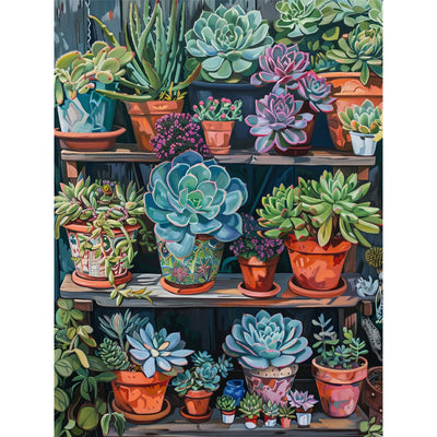 NEWENMO Diamonds Painting Kits for Adults Beginner DIY 5D Colorful Succulent Diamond Art Paint with Round Diamonds, Full Drill Flower Vase Diamonds Art Painting Kit for Home Wall Decor 12x16 Inch