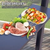 Domi Hardtop Grill Gazebo 8x5FT, Outdoor BBQ Gazebo with Galvanized Steel Double Roof, Permanent Sun Shade Grill Canopy Shelter with 2 Side Shelves and Ceiling Hook for Patio Yard Garden (Brown) domi outdoor living