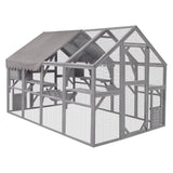 Endark Extra Large 110" Catio Outdoor Cat House Enclosure with Waterproof Cover, Multiple Platforms, Bridges, and Scratching Ramps for Safe and Fun Outdoor Exploration White Grey Endark
