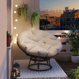 MeetLeisure 46'' Large Size Papasan Chair with Cushion and Frame, Overstuffed Thickened Papasan, Lazy Circle Round Chair, Beige MeetLeisure