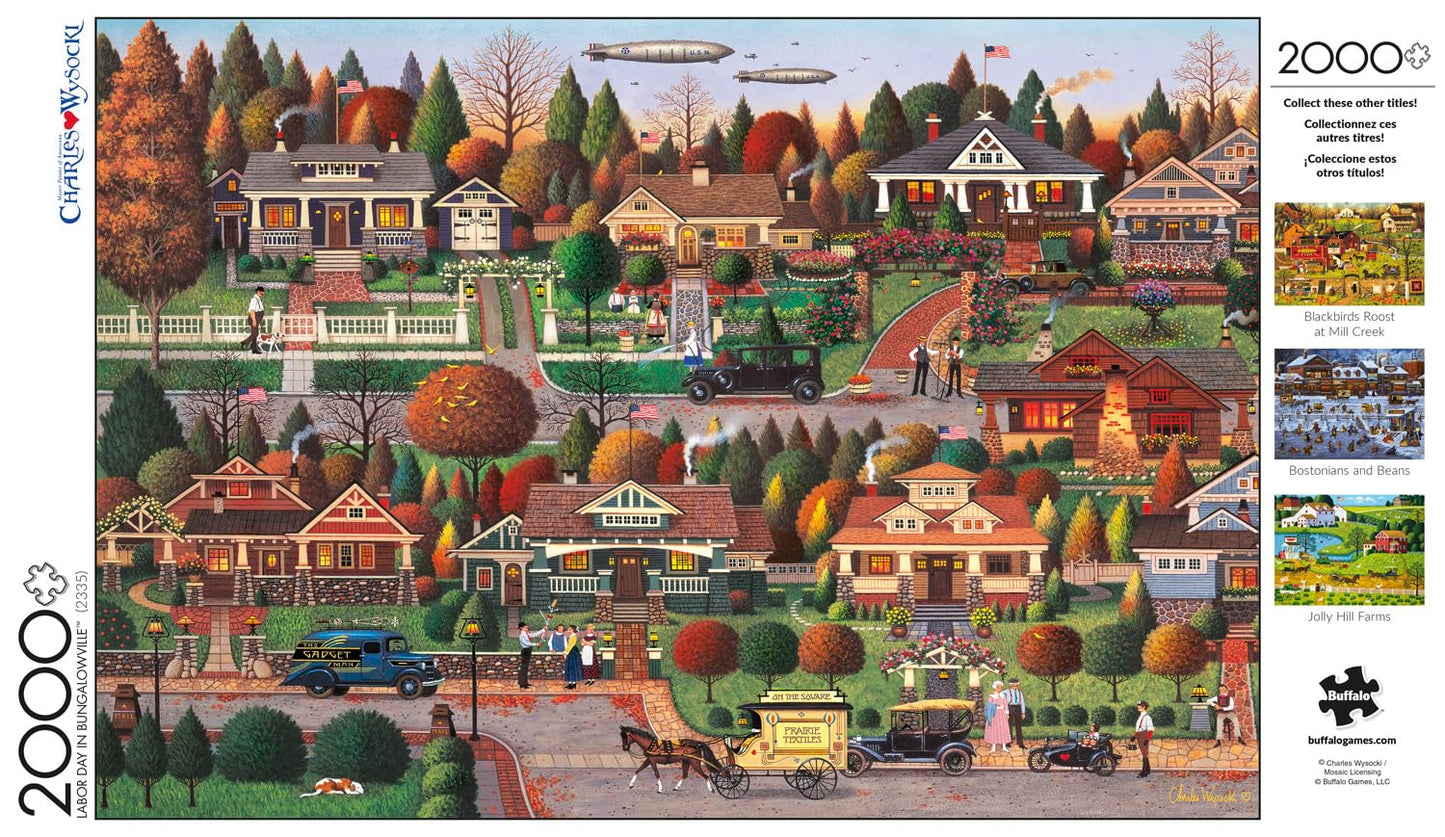 Buffalo Games - Labor Day in Bungalowville - 2000 Piece Jigsaw Puzzle for Adults Challenging Puzzle Perfect for Game Night - 2000 Piece Finished Size is 38.50 x 26.50 - WoodArtSupply