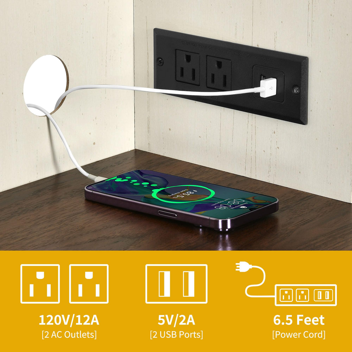 DWVO Tall Kitchen Pantry Storage Cabinet with Power Outlet, Farmhouse Storage Cabinets with Door & Shelves,Kitchen Hutch Buffet Cabinet with Microwave Stand, Walnut White DWVO