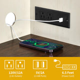 DWVO Tall Kitchen Pantry Storage Cabinet with Power Outlet, Farmhouse Storage Cabinets with Door & Shelves,Kitchen Hutch Buffet Cabinet with Microwave Stand, Walnut White DWVO