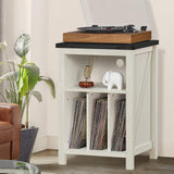 Joaxswe Record Player Stand with Vinyl Record Storage,White Record Player Table Holds up to 160 Albums,Large Wood Turntable Stand Cabinet Dispaly Shelf for Living Room,Bedroom,Office Joaxswe