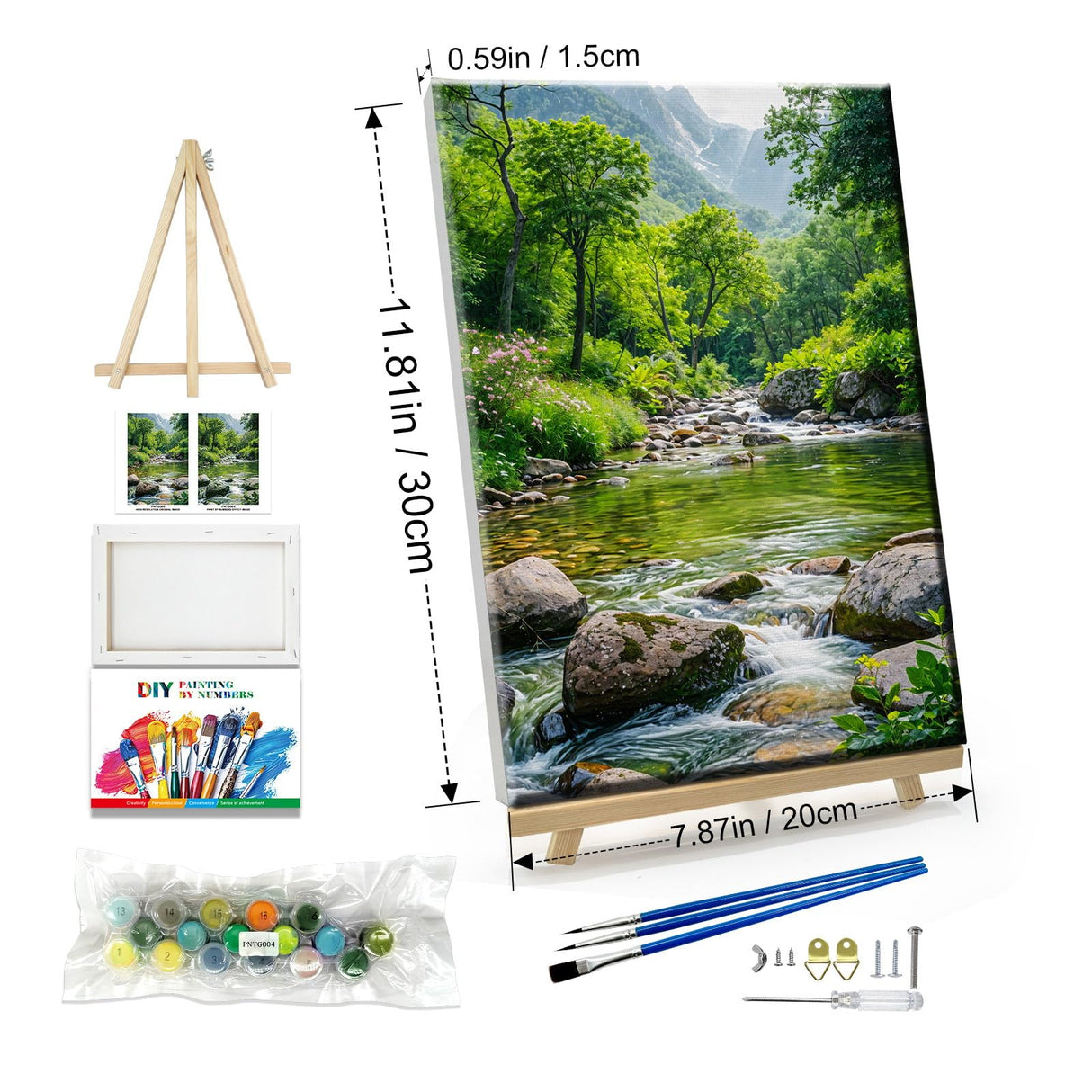 JOOZ Landscape Paint by Number Kit for Adults Beginner with Easel Mountain Adult Paint by Number Kits on Canvas with Frame Forest DIY Oil Painting Kits for Gift Home Wall Decor 7.87x11.81 Inch JOOZ