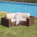 SUNSITT Outdoor Patio Furniture 4-Piece Half-Moon Curved Sofa Set PE Rattan Wicker sectional Set with 2 Side Tables SUNSITT