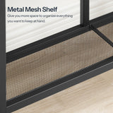 HOOBRO Console Table, Narrow Side Table, Sofa Table, 4-Tier Industrial Hallway Table with Metal Mesh Shelf and Adjustable Feet, for Entryway, Living Room, Hallway, Greige and Black BG79XG01 HOOBRO