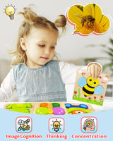 Bekayshad Wooden Puzzles Toddler Toys Gifts for 1 2 3 Year Old Boys Girls, 4 Pack Animal Jigsaw Puzzles Montessori Toys, Learning Educational Christmas Birthday Gifts for Girls Boys Ages 1-3 Bekayshad