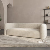 Acanva Luxury Modern Tight Curved Back Velvet Sofa, Minimalist Style Comfy Couch for Living Room Apartment, 3 Seater, Cream Acanva