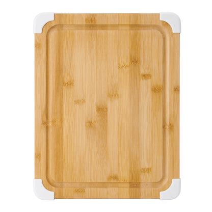 Farberware Nonslip Bamboo Cutting Board with Juice Groove, 11x14 Inch, White - WoodArtSupply