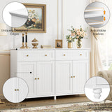 finetones Buffet Cabinet with Storage, 55.1” Large Sideboard Buffet Cabinet, White Kitchen Cabinet Display Cabinet with 2 Drawers and 4 Doors, Wood Coffee Bar Cabinet for Kitchen Dining Room finetones