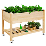 Giantex Raised Garden Bed on Wheels, Wood Planter Box with Legs, Liner, Drain Holes, Elevated Garden Bed for Vegetables, Standing Garden Container for Backyard, Patio, 47.5" LX 23.5" WX 33" H Giantex