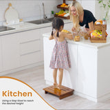 Holana 3.5" Wooden Step Stool for Adults (No Assemble Required)- 500 Lbs One Step Stools for High Bed Riser - Small Stepping Stool for Elderly, Seniors, Kid/Bathroom, Bed, Kitchen (Acacia Wood) HOLANA