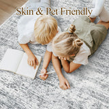 Soalmost Washable Area Rug 8x10, Large Soft Rugs for Living Room Farmhouse Vintage Gray Area Rugs for Bedroom Dining Room Non-Slip Stain Resistant Under Table Rug Grey Soalmost