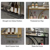 Wine Rack Bar Shelves Wall Mounted with Hanging Wine Glass Rack Mini Bar Liquor Cabinet Bar Bottle Display Shelf Whiskey Shelf Corner Bar Kitchen Storage Shelves for Home Bar Dining Room Cafe Kitchen XYLDGPTL