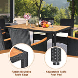 VINGLI 7 Pieces Patio Dining Set, Wicker Outdoor Dining Set for 6 Patio Furniture Set with Acacia Wood Table Outdoor Table and Chairs for Garden and Yard VINGLI