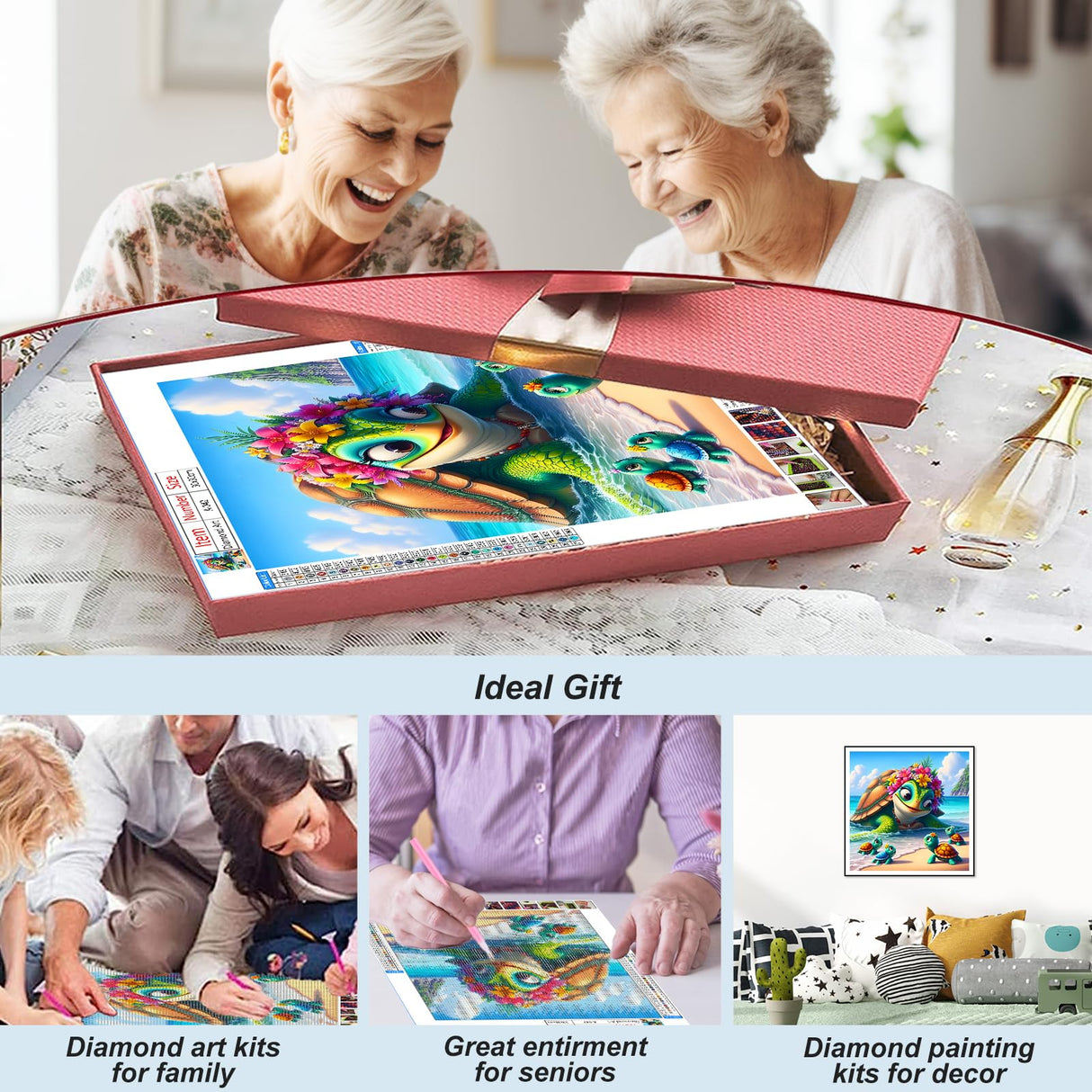 AMORARS 5D Diamond Painting Kit for Adults, Sea Turtle Diamond Art Beginners - DIY Full Diamond Dot Gem Art Paintings, Suitable Gifts, and Home Decoration Crafts, 12x12Inch AMORARS