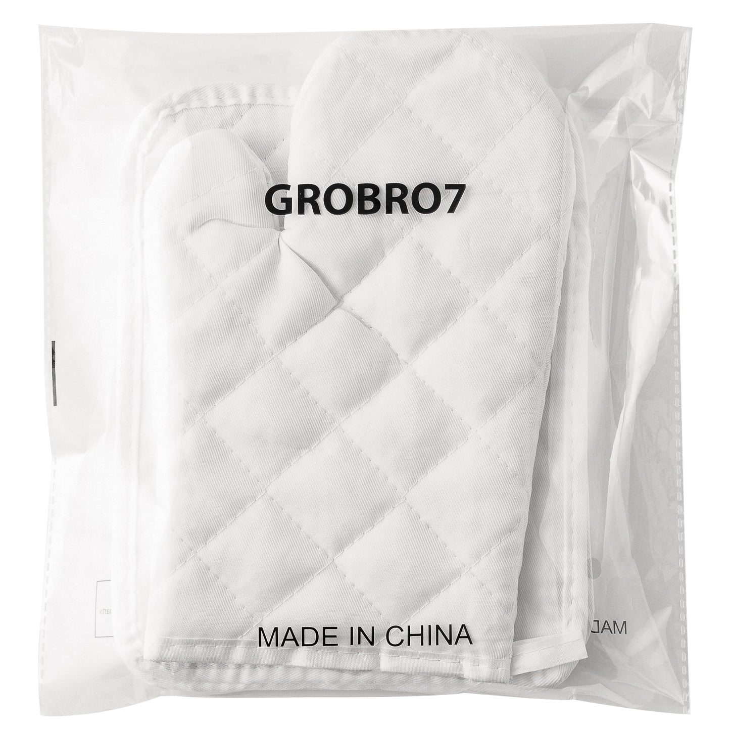 GROBRO7 6Pcs Cotton Oven Mitts and Pot Holders Set Heat Resistant Hot Pads Machine Washable BBQ Gloves with Hanging Loop Durable Pocket Pot Holder for Kitchen Baking Grilling Cooking White