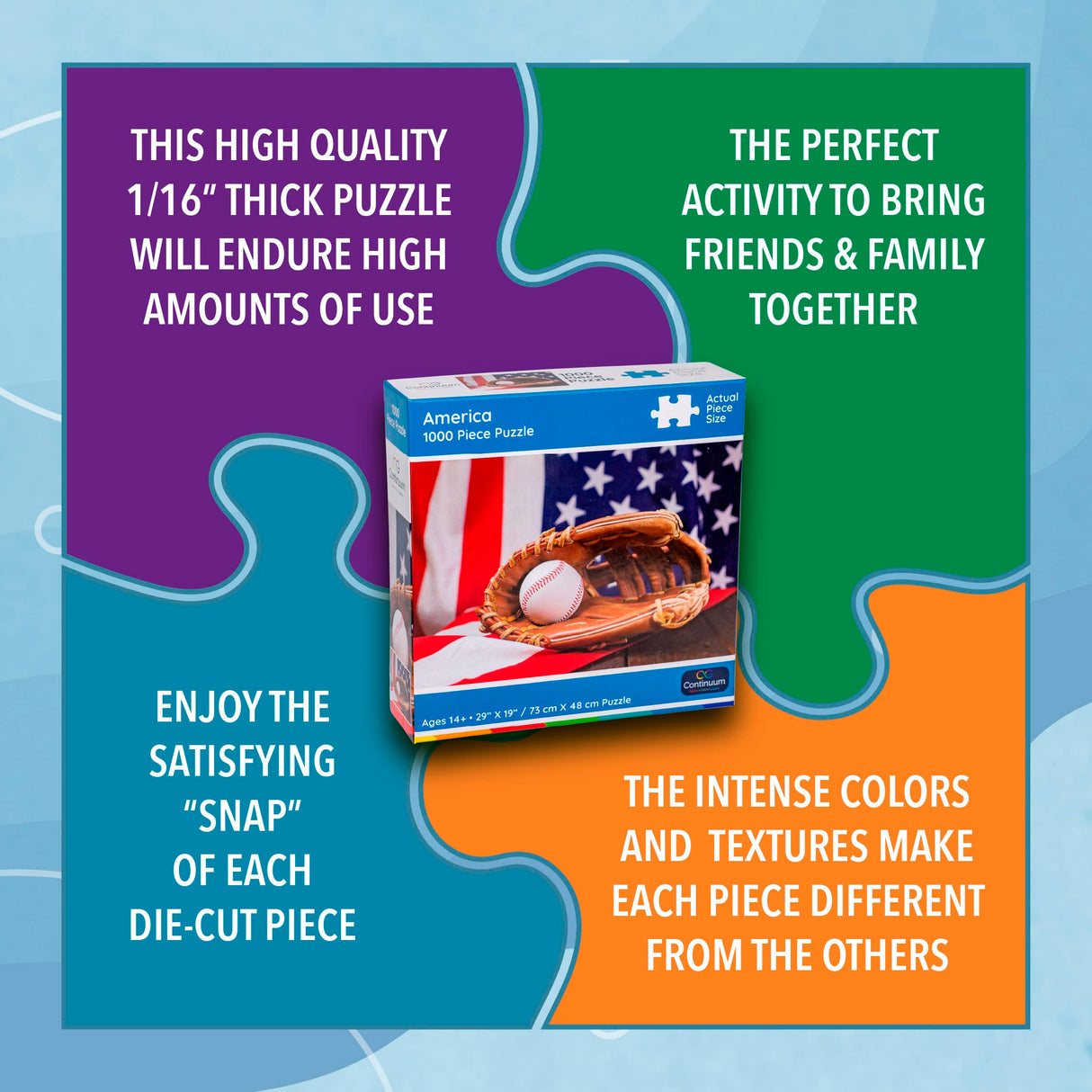 Baseball Puzzle 1000 Pieces Flag & Mit Fun Iconic Sports Puzzles for Adults for Baseball Lovers by Continuum Games Continuum Games