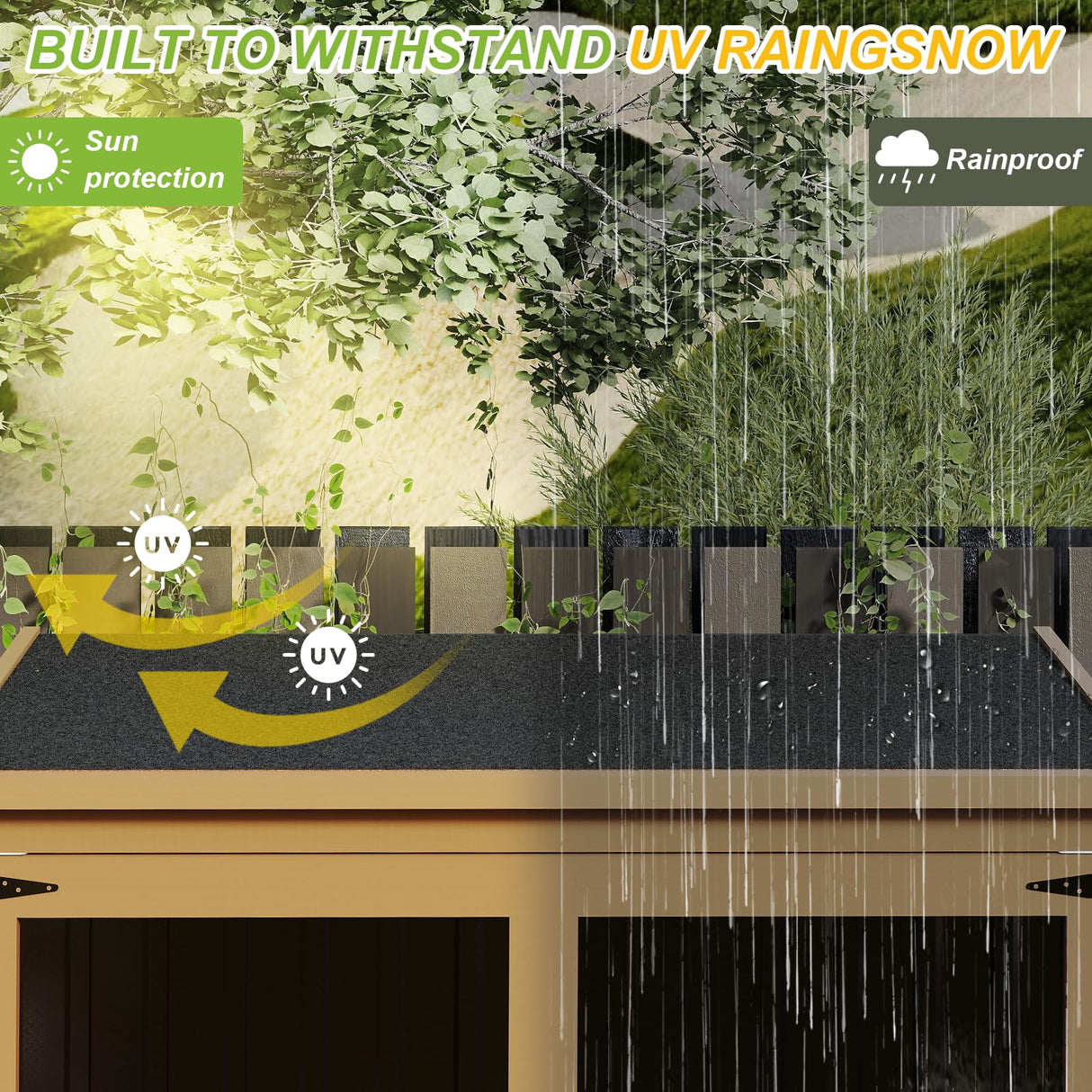 Outdoor Storage Shed with Shelf,Wood & Metal Storage Cabinet with Lockable Doors & Sloping Roof,Vertical Garden Shed for Patio Backyard,Tool Shed and Accessories, Brown Magazoopet