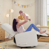 Garvee Nursery Recliner Chair, 360° Swivel Rocking Glider Chair for Adults with Adjustable Backrest & Footrest, Cozy Linen Upholstered Armchair for Living Rooms, Bedrooms, Apartments, Beige Garvee