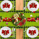 Linen Green Christmas Table Runner Merry Christmas Tablecloth Christmas Xmas Winter Holiday Home Kitchen Dining Room Table Decorations 13x72 Inch FARMNALL