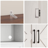 IRONCK Farmhouse Kitchen Pantry Cabinet, Kitchen Hutch Cabinet with Microwave Stand, Tall Food Pantry Cabinet with Storage Drawers and Adjustable Shelf for Kitchen, Dining Room, White IRONCK