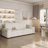 Yaheetech Modern Sofa 2-Seater Corduroy Fabric Sofa Couch with Removable Cover, USB Charging Ports & Side Storage Pockets for Apartment Living Room, Ivory Yaheetech