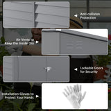 Outsunny 5' x 9' Steel Outdoor Storage Shed, Lean to Shed, Metal Tool House with Foundation Kit, Lockable Doors, Gloves and 2 Air Vents for Backyard, Patio, Lawn, Gray Outsunny