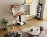 FITUEYES Floor TV Stand for Living Room, Bedroom, Tall Corner TV Stand Mount with Sturdy Wood Base for 32 to 70 Inch TVs, Swivel, Height Adjustable, Holds 40kgs, Black FITUEYES
