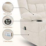 Korser 360° Swivel Rocker Recliner for Adults, Nursery Glider Recliner with Massage and Heating, Rocking Chair with Cup Holder, Manual Recliner Chair for Living Room, Bedroom (Fabric, Beige) Korser