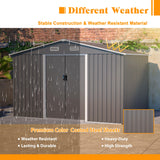 10x8 FT Sheds & Outdoor Storage Garden Metal Shed with Floor Frame Lockable Sliding Door and Air Vents Heavy Duty Shed with Air Vents Waterproof Roof Ideal for Backyard Patio Lawn Dark Gray RocVanc
