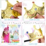 Yaomiao 22 Pcs DIY Crowns Set Include 12 Pcs Foam Princess Crowns and 10 Pcs Crystal Diamond Sticker for Kids(Multicolor) Yaomiao