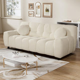 Nolohoo Boucle Cloud Sofa Couch, Comfy Deep Seat Sherpa Couch, 72.8" Upholstered Cozy Teddy 2 Seat Marshmallow Couch with 2 Pillows, Oversized Loveseat Sofa for Living Room, Bedroom, Cream White Nolohoo