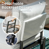 PHI VILLA 9 Pieces Outdoor Patio Furniture Set,Metal Frame Modern Outdoor Sectional Sofa Set,10 Seats Patio Conversation Sets with Coffee Table&Thickened Cushion,for Poolside and Backyard,Light Grey PHI VILLA