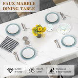 AWQM Dining Table Set for 4,Faux Marble Kitchen Table and Chairs Set of 4, Modern Dining Room Set for 4,Dinner Table Set with Velvet Chairs, Dining Set for Small Spaces,White & Grey AWQM