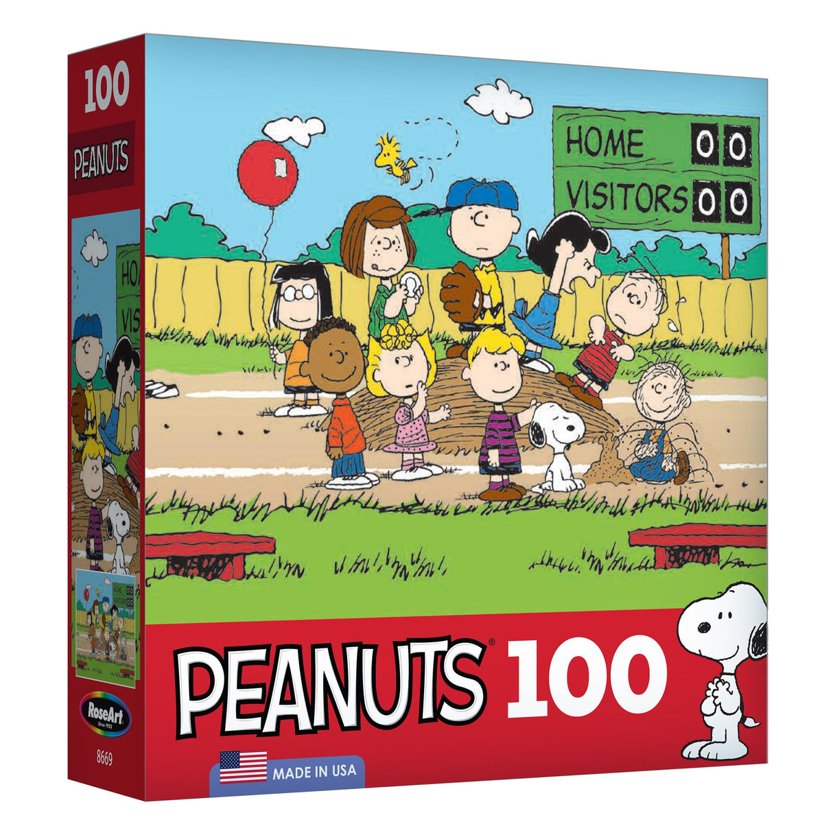RoseArt - Peanuts - Baseball - 100 Piece Jigsaw Puzzle for Kids and Adults RoseArt